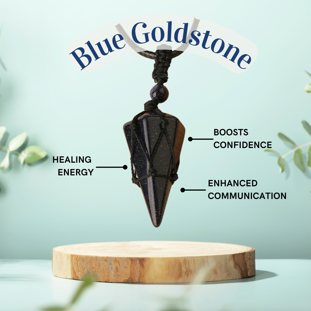 Balance Crystal Pendulum Necklace – Blue Goldstone