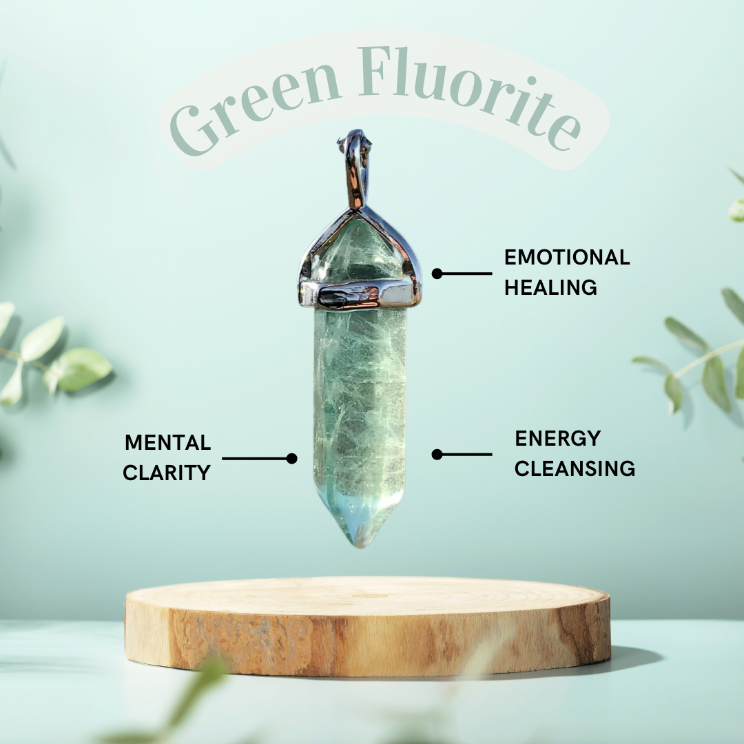 Green Fluorite Crystal Point Necklace