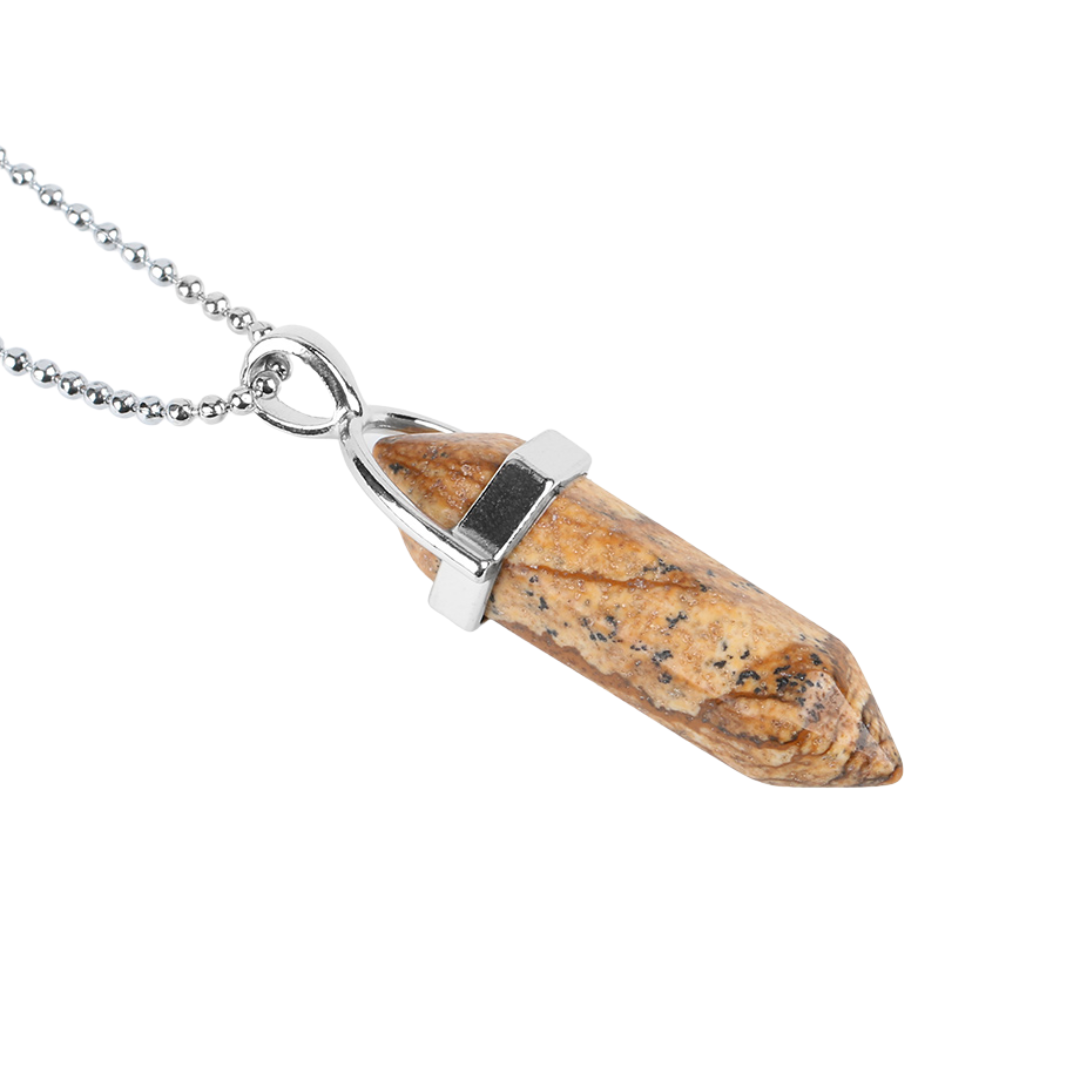 Picture Jasper Crystal Point Necklace