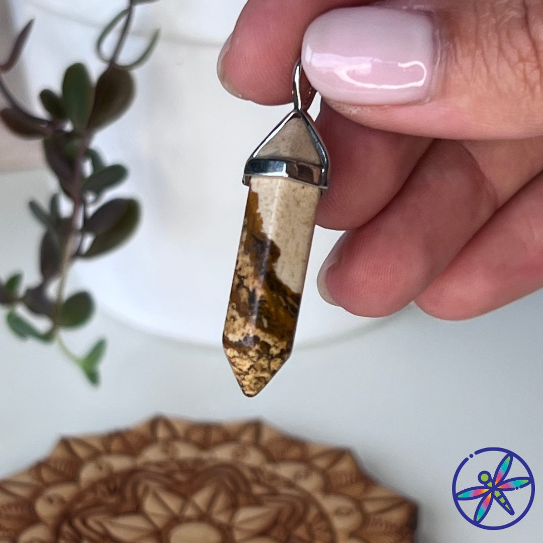 Picture Jasper Crystal Point Necklace