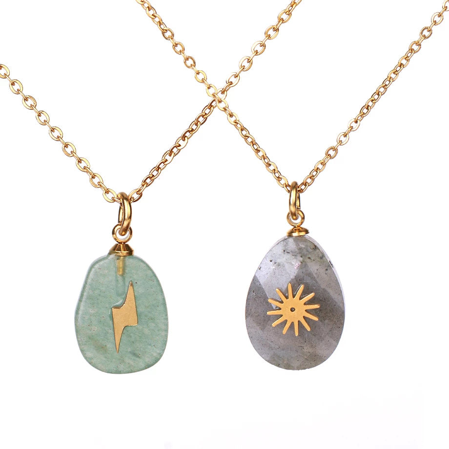 Dainty Cosmic Crystal Necklace - 18k Gold plated - Apatite , Labradorite , Obsidian & more