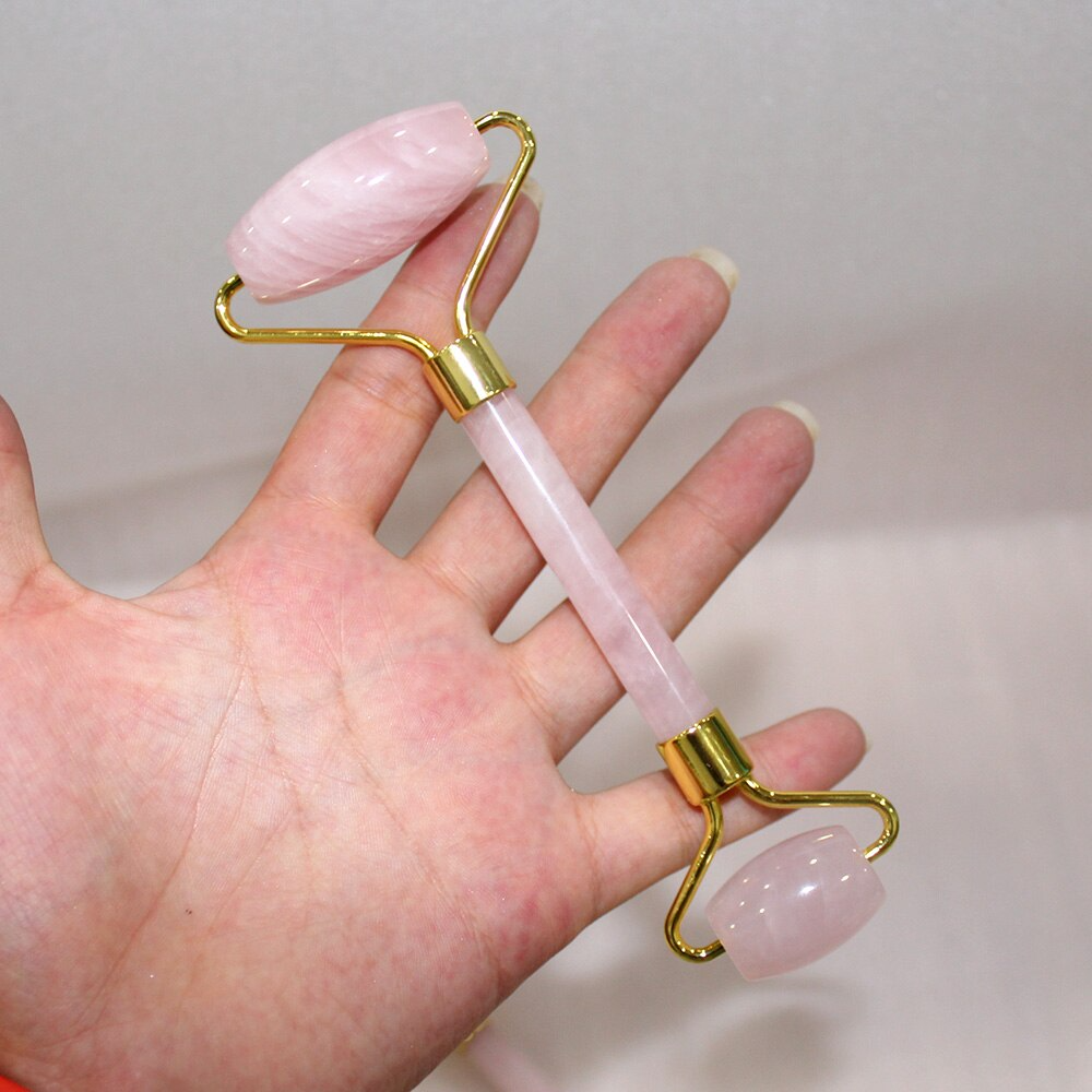 Natural Crystal Face Roller and Gua sha set - Amethyst Rose Quartz Aventurine Green Jade