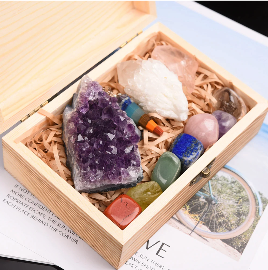 Stone Collection Box Crystal Collection Wood Box Crystal