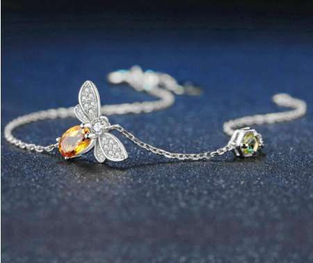 Citrine Bee Bracelet - 14k Gold