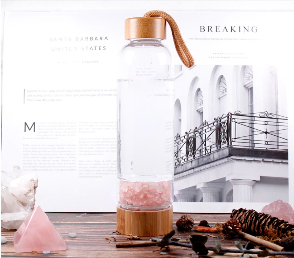 Smudgealicious • Glass & Bamboo Crystal Water Bottles