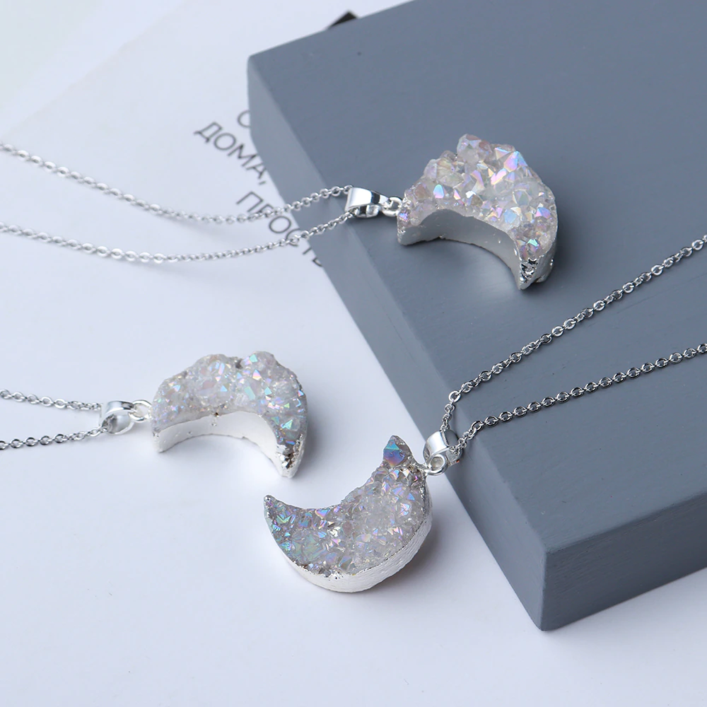 moon druzy necklace