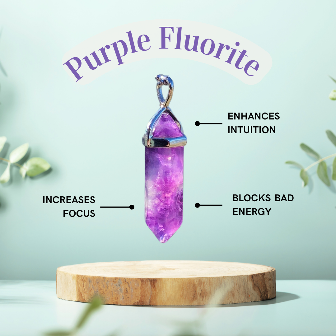 Purple Fluorite Crystal Point Necklace