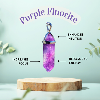 Purple Fluorite Crystal Point Necklace
