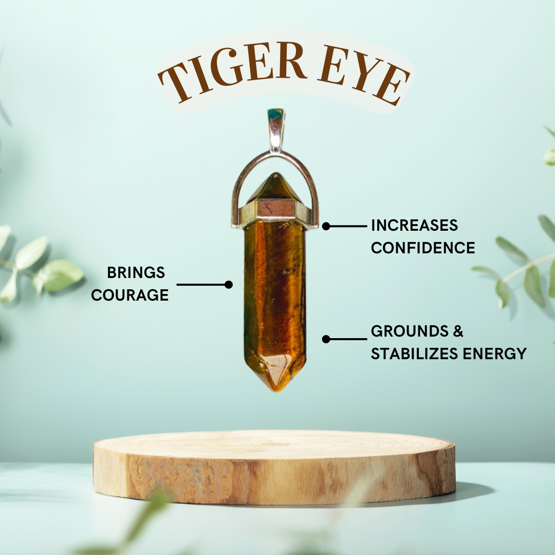 Tiger Eye Crystal Point Necklace