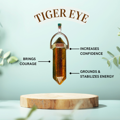 Tiger Eye Crystal Point Necklace