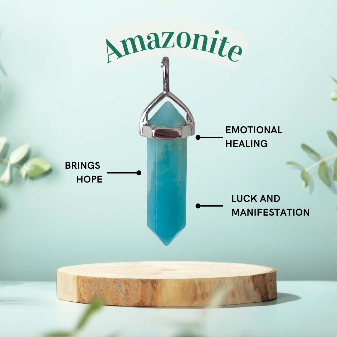 Amazonite Crystal Point Necklace