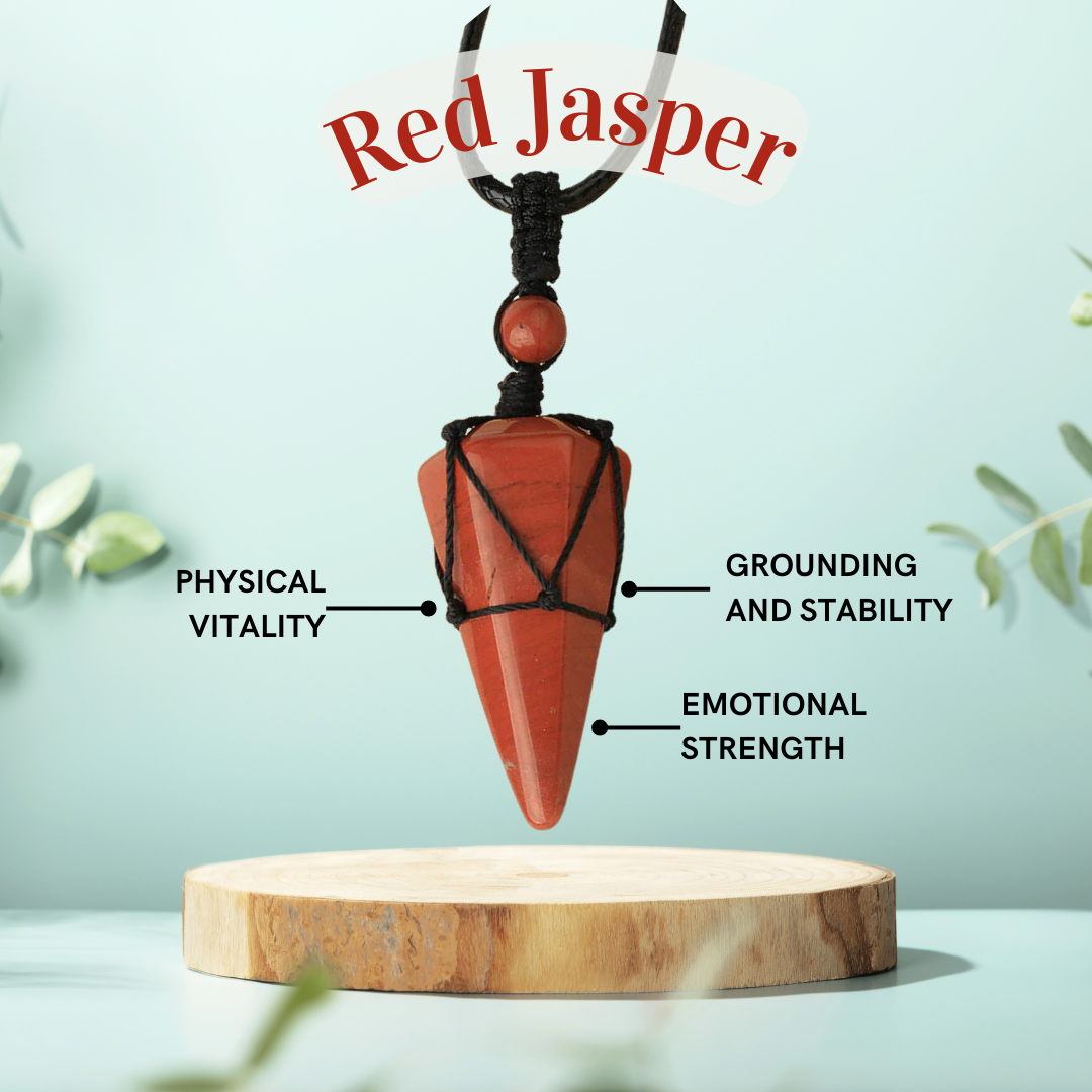 Balance Crystal Pendulum Necklace – Red Jasper