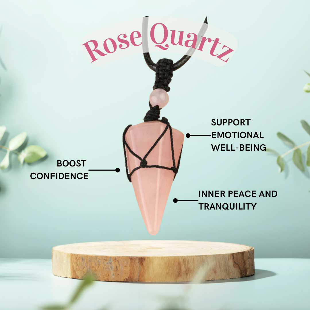 Balance Crystal Pendulum Necklace – Rose Quartz