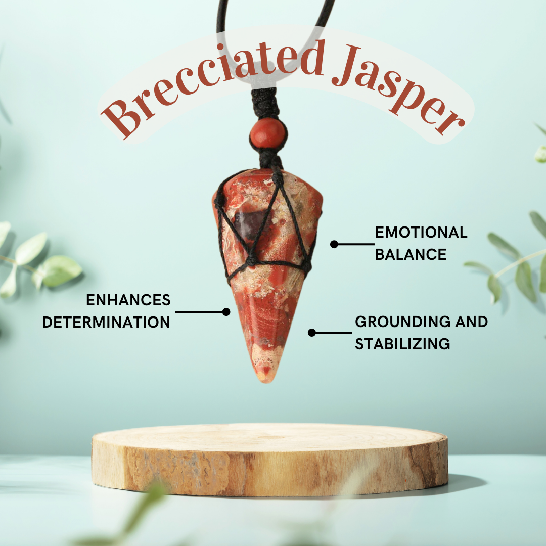 Balance Crystal Pendulum Necklace – Brecciated Jasper