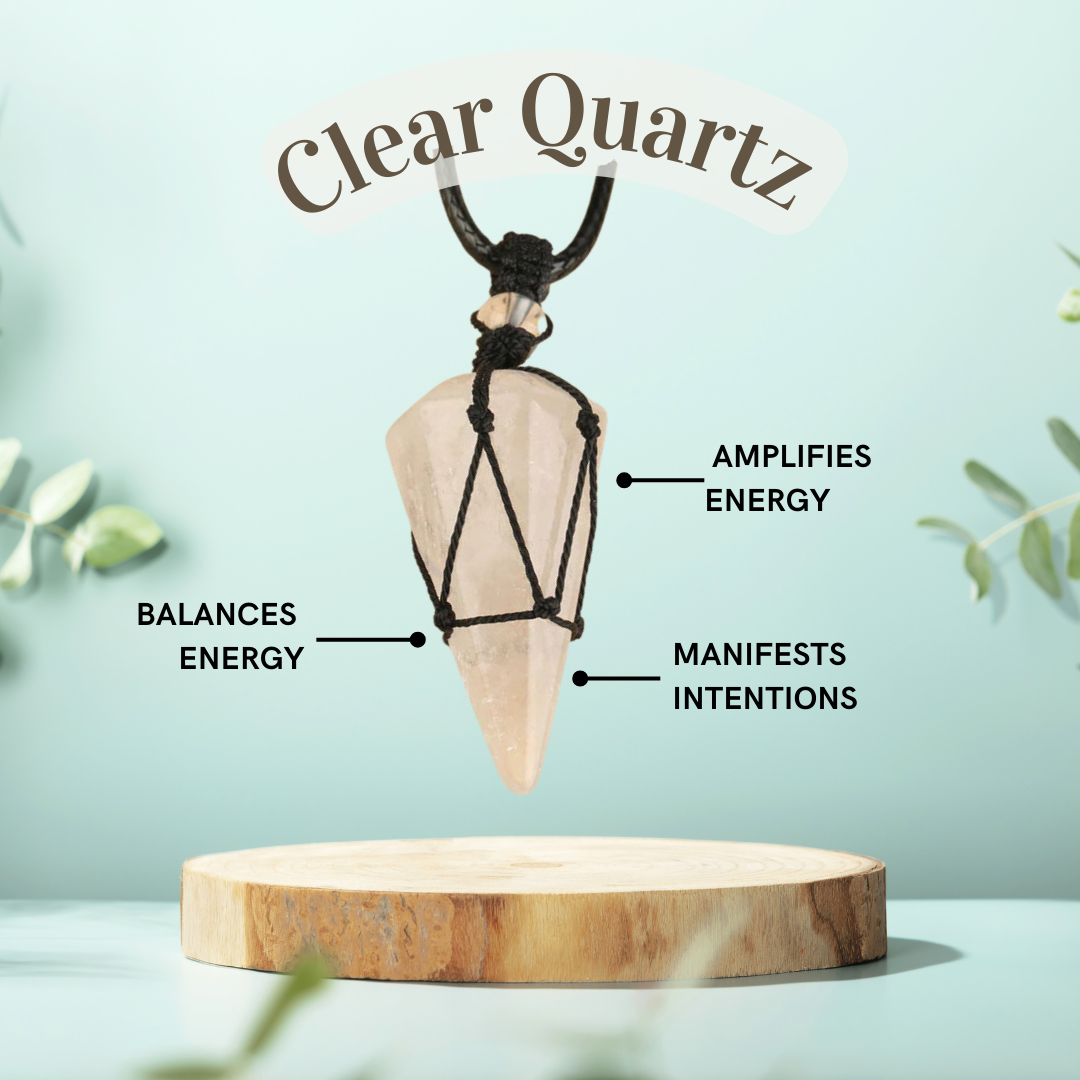 Balance Crystal Pendulum Necklace – Clear Quartz