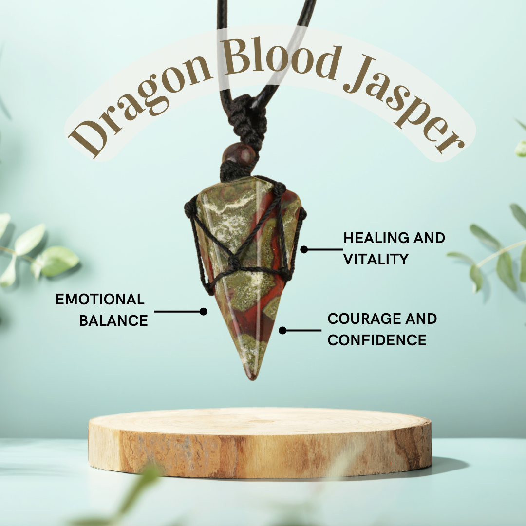 Balance Crystal Pendulum Necklace – Dragon Blood Jasper