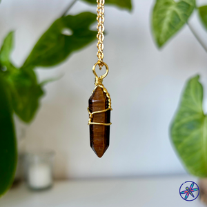 Golden Glimmer Wire Wrapped Crystal Necklace