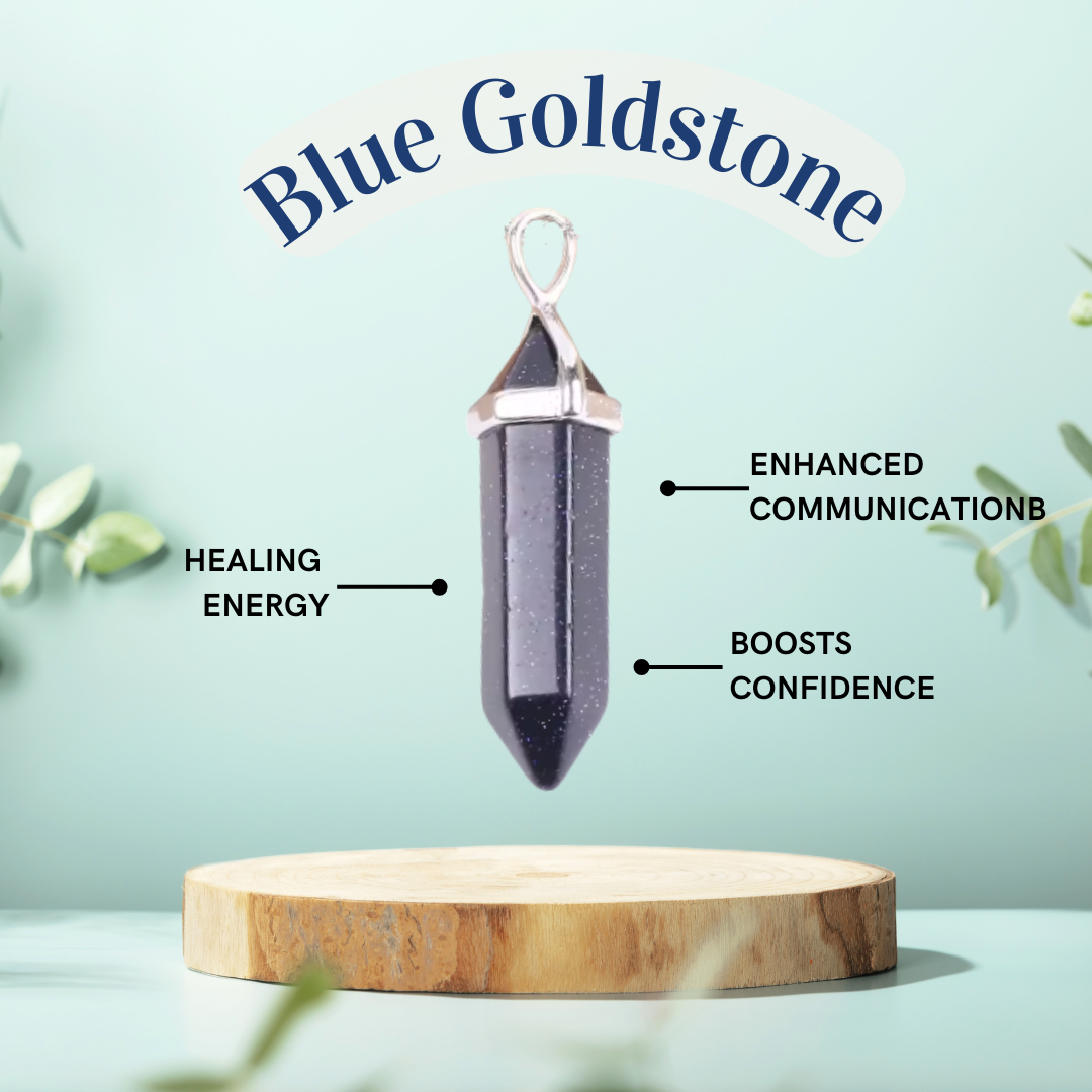Goldstone &amp; Blue Goldstone Crystal Point Necklace