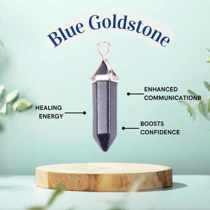 Goldstone &amp; Blue Goldstone Crystal Point Necklace