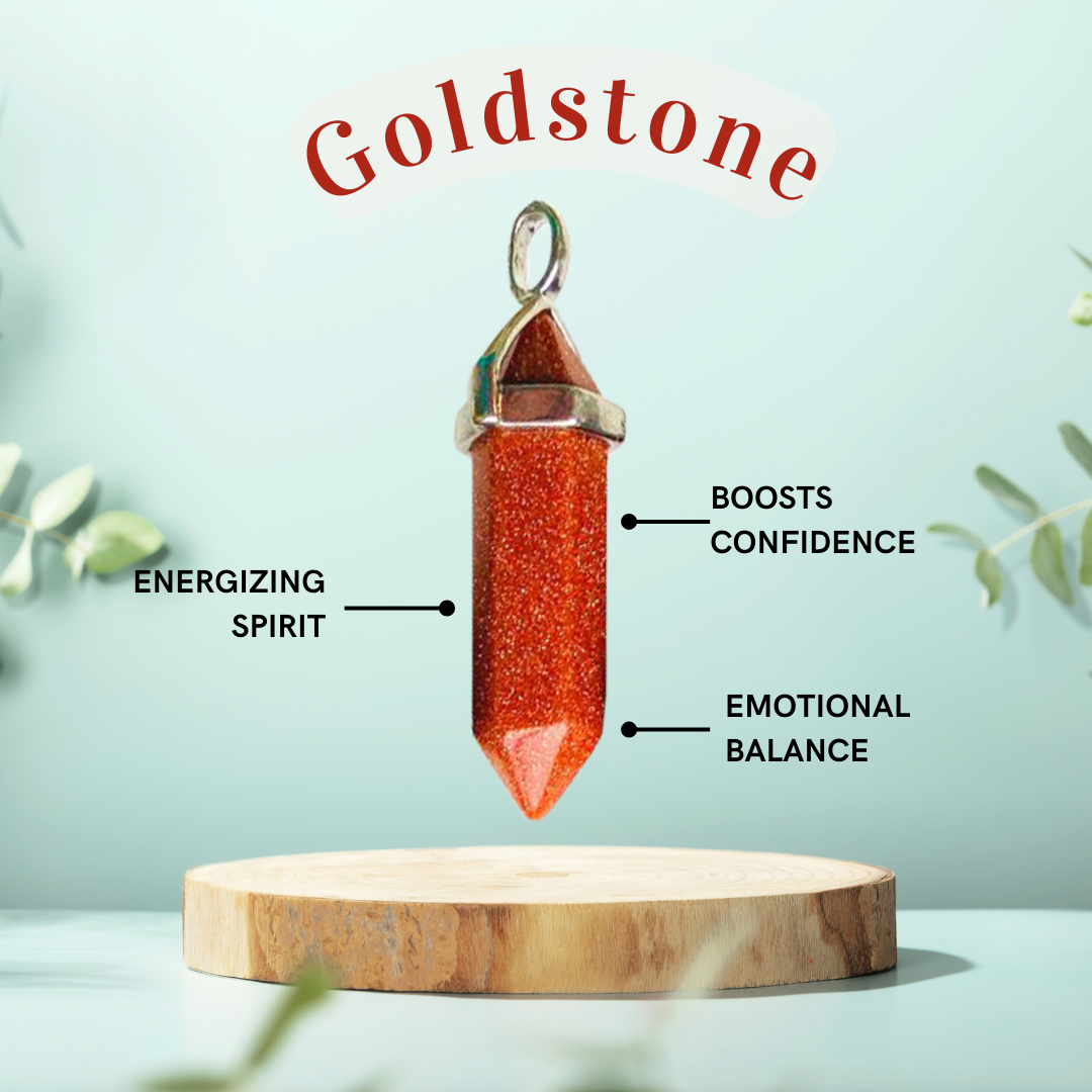 Goldstone &amp; Blue Goldstone Crystal Point Necklace