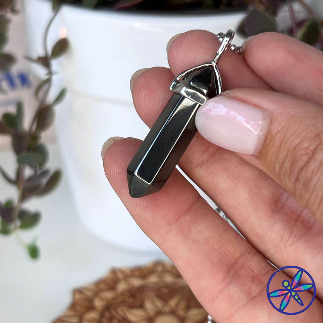 Hematite Crystal Point Necklace