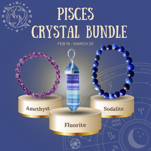 Conjunto de joyas de cristal del zodíaco Piscis