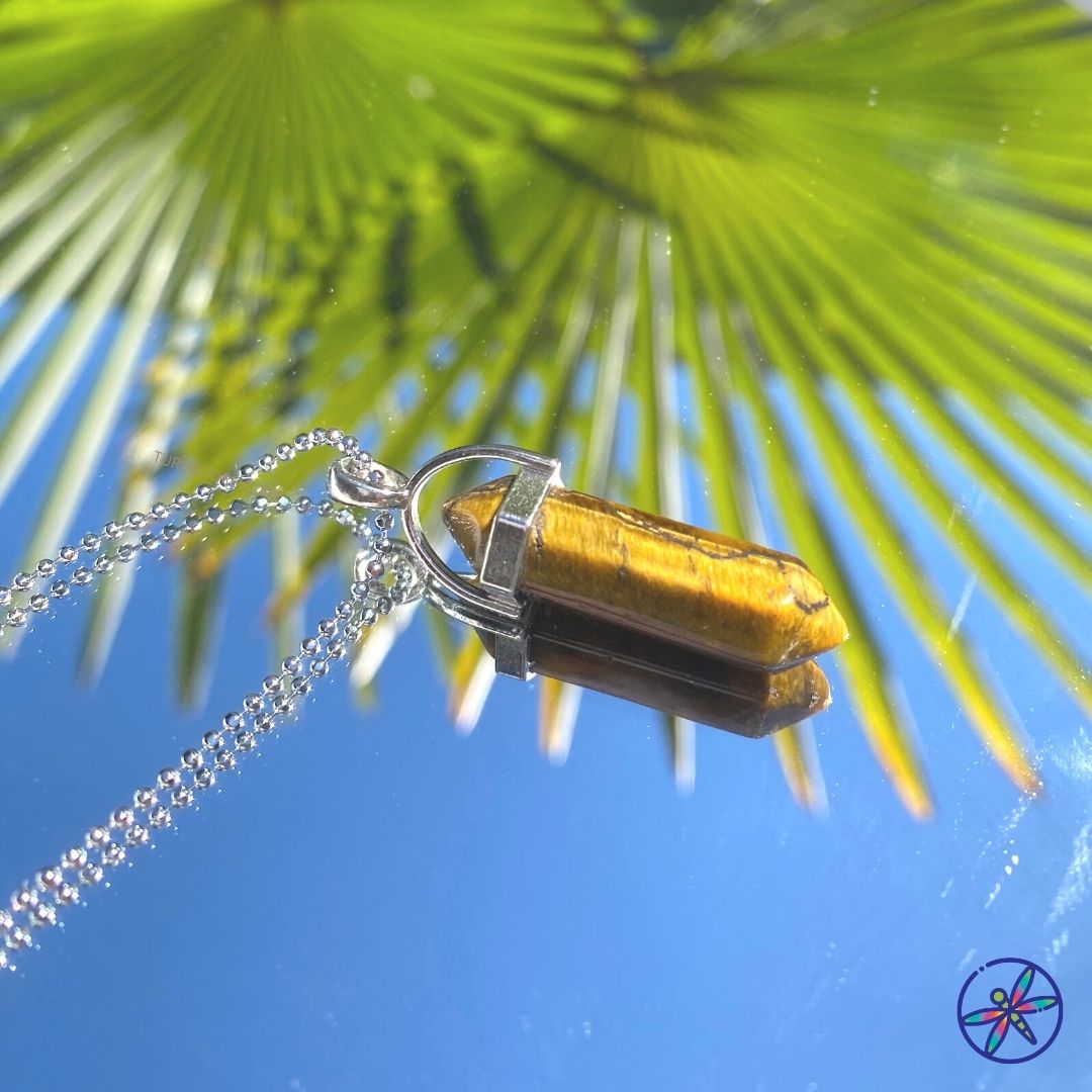Tiger Eye Crystal Point Necklace