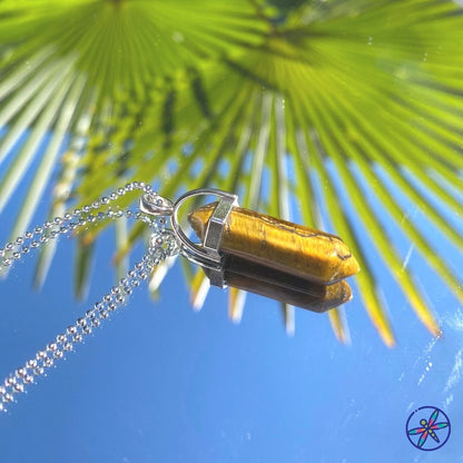 Tiger Eye Crystal Point Necklace
