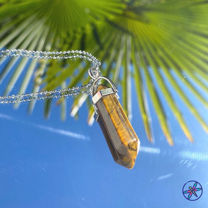 Tiger Eye Crystal Point Necklace