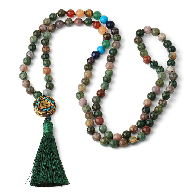 Indian Agate Mala - Long 8mm bead