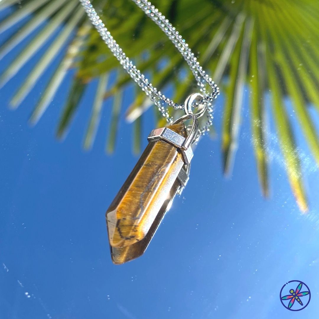 Tiger Eye Crystal Point Necklace
