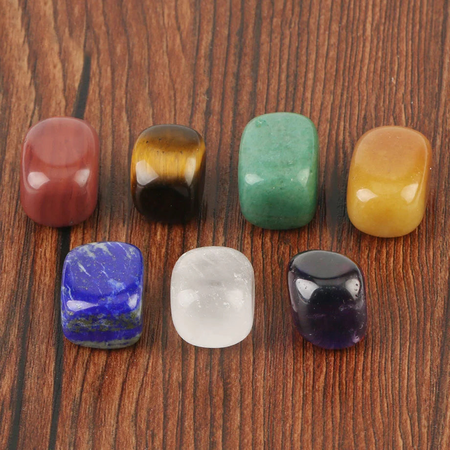 Juego de cristales en forma de Tumble de los 7 chakras + caja de regalo 