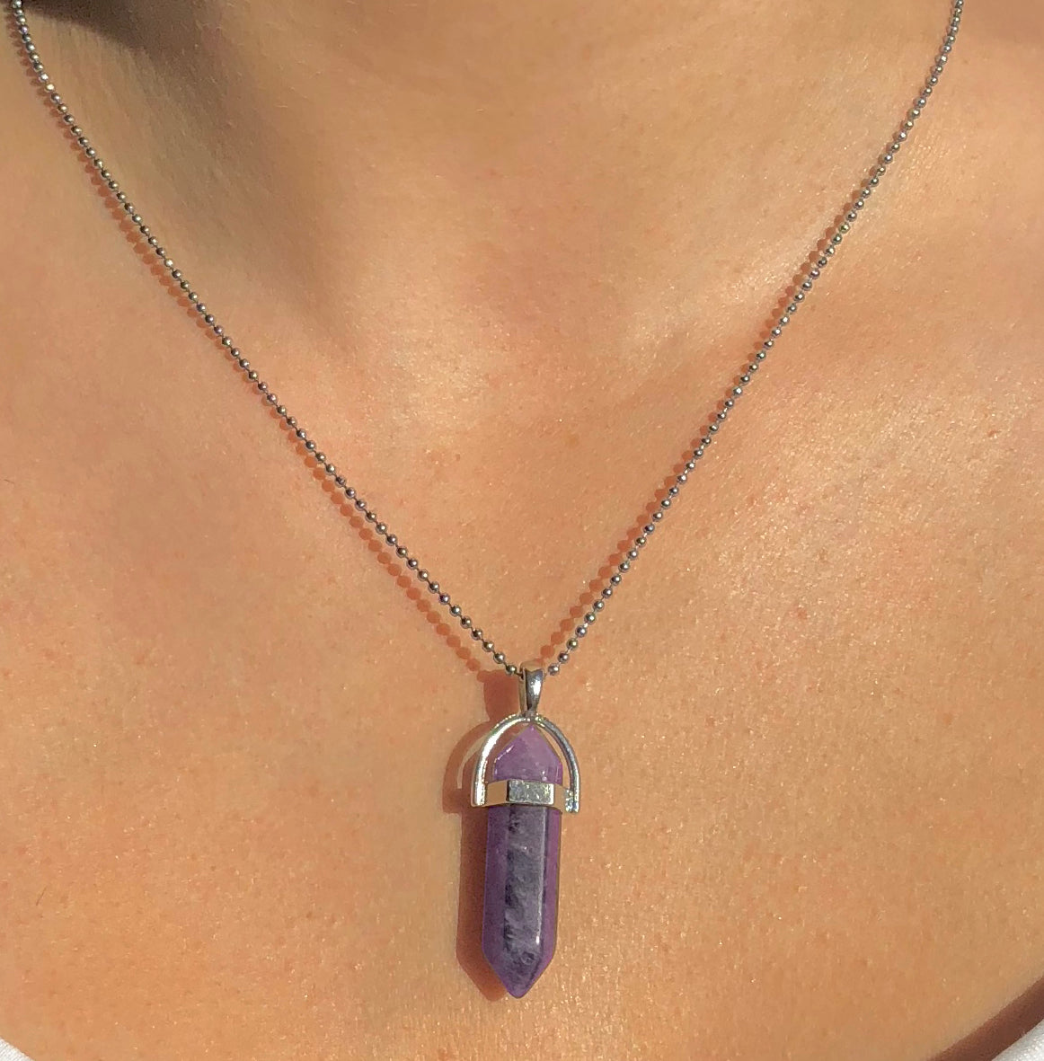 Amethyst Crystal Point Necklace