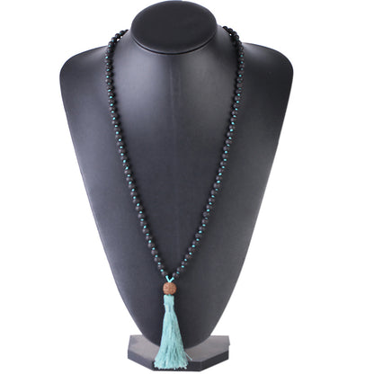 Lava Rock Mala with Rudraksha - 6 mm beads