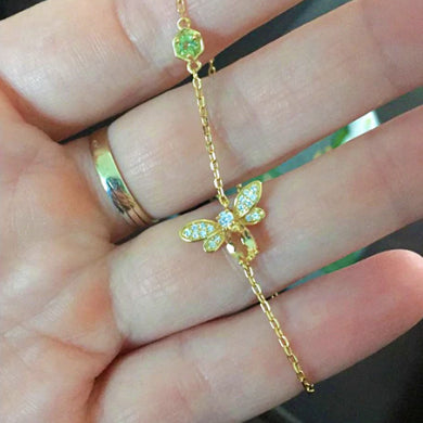 Citrine Bee Bracelet - 14k Gold