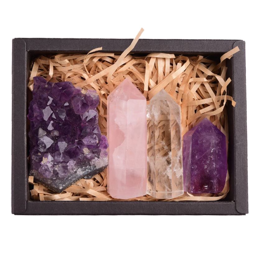 Serenity Dreams Crystal Point Set - Amethyst, Rose Quartz &amp; Clear Quartz (4pc)