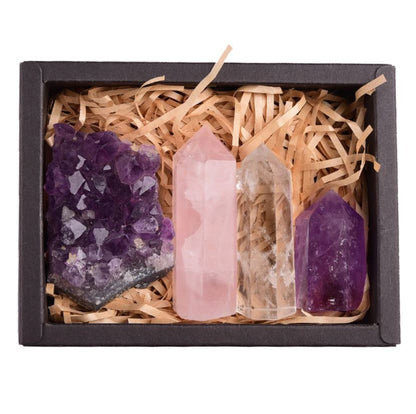 Serenity Dreams Crystal Point Set - Amethyst, Rose Quartz &amp; Clear Quartz (4pc)