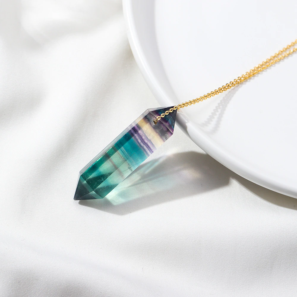 Premium Fluorite Crystal Necklace - Gold plated sterling silver