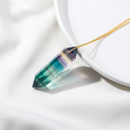 Premium Fluorite Crystal Necklace - Gold plated sterling silver
