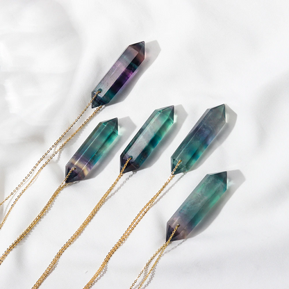 Premium Fluorite Crystal Necklace - Gold plated sterling silver