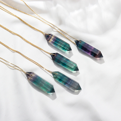 Premium Fluorite Crystal Necklace - Gold plated sterling silver