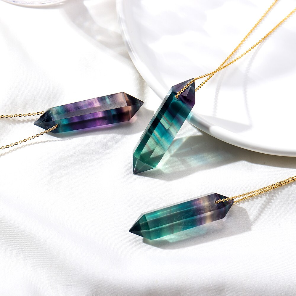 Premium Fluorite Crystal Necklace - Gold plated sterling silver