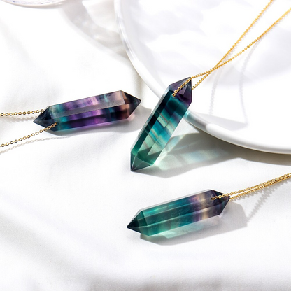 Premium Fluorite Crystal Necklace - Gold plated sterling silver