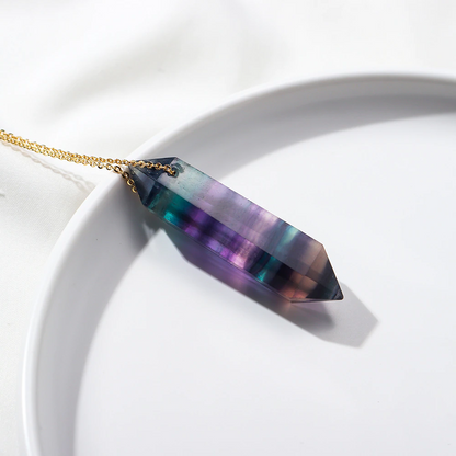 Premium Fluorite Crystal Necklace - Gold plated sterling silver