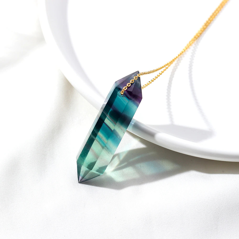 Premium Fluorite Crystal Necklace - Gold plated sterling silver