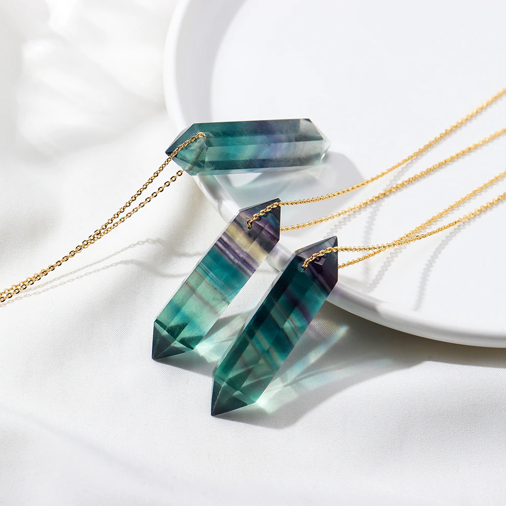 Premium Fluorite Crystal Necklace - Gold plated sterling silver