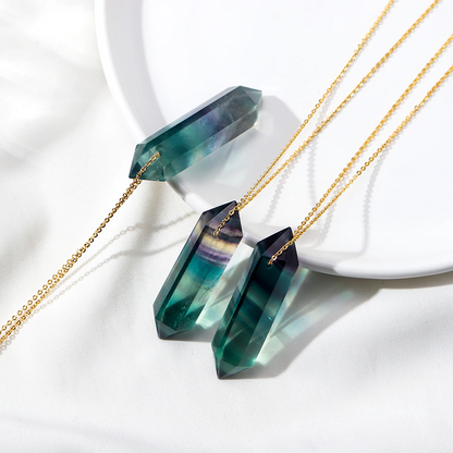 Premium Fluorite Crystal Necklace - Gold plated sterling silver