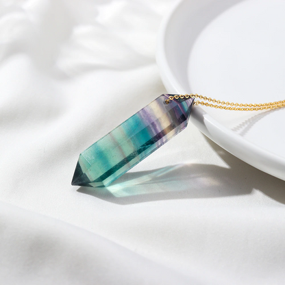 Premium Fluorite Crystal Necklace - Gold plated sterling silver