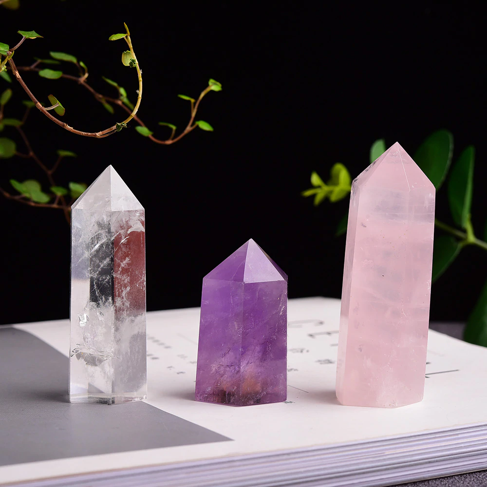Serenity Dreams Crystal Point Set - Amethyst, Rose Quartz &amp; Clear Quartz (4pc)