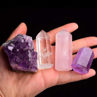 Serenity Dreams Crystal Point Set - Amethyst, Rose Quartz &amp; Clear Quartz (4pc)